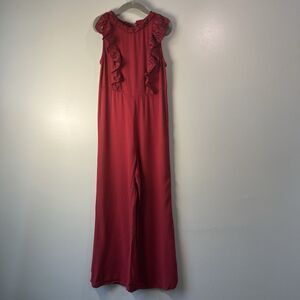 Art Class Girls maroon sleeveless lace ruffle Jumpsuit, size XS (4/5)
